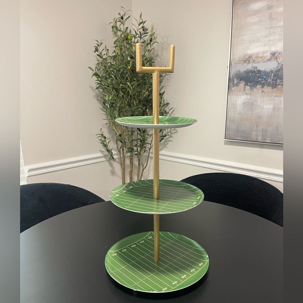 Green and Gold Football themed Tiered Serving Stand